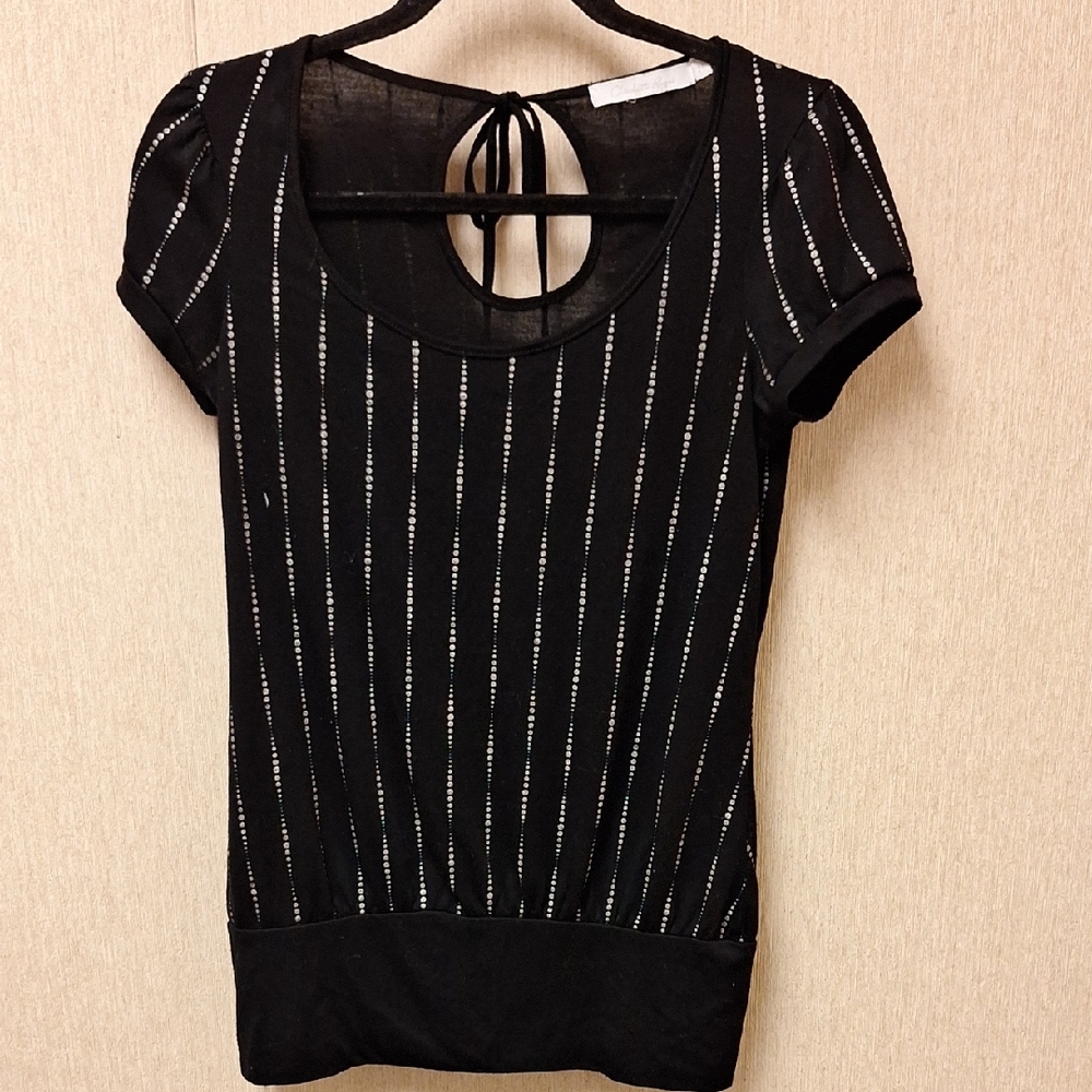 Charlotte Russe Black Top with White Stripes